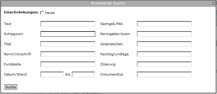 Abbildung: Erweiterte Suche