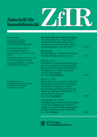 Zeitschrift für Immobilienrecht (ZfIR) 